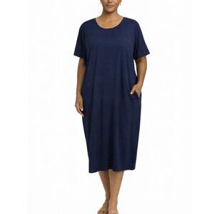 Universal Standard T Shirt Dress Blue Women’s 22-24 Midi Draped Short Sleeves